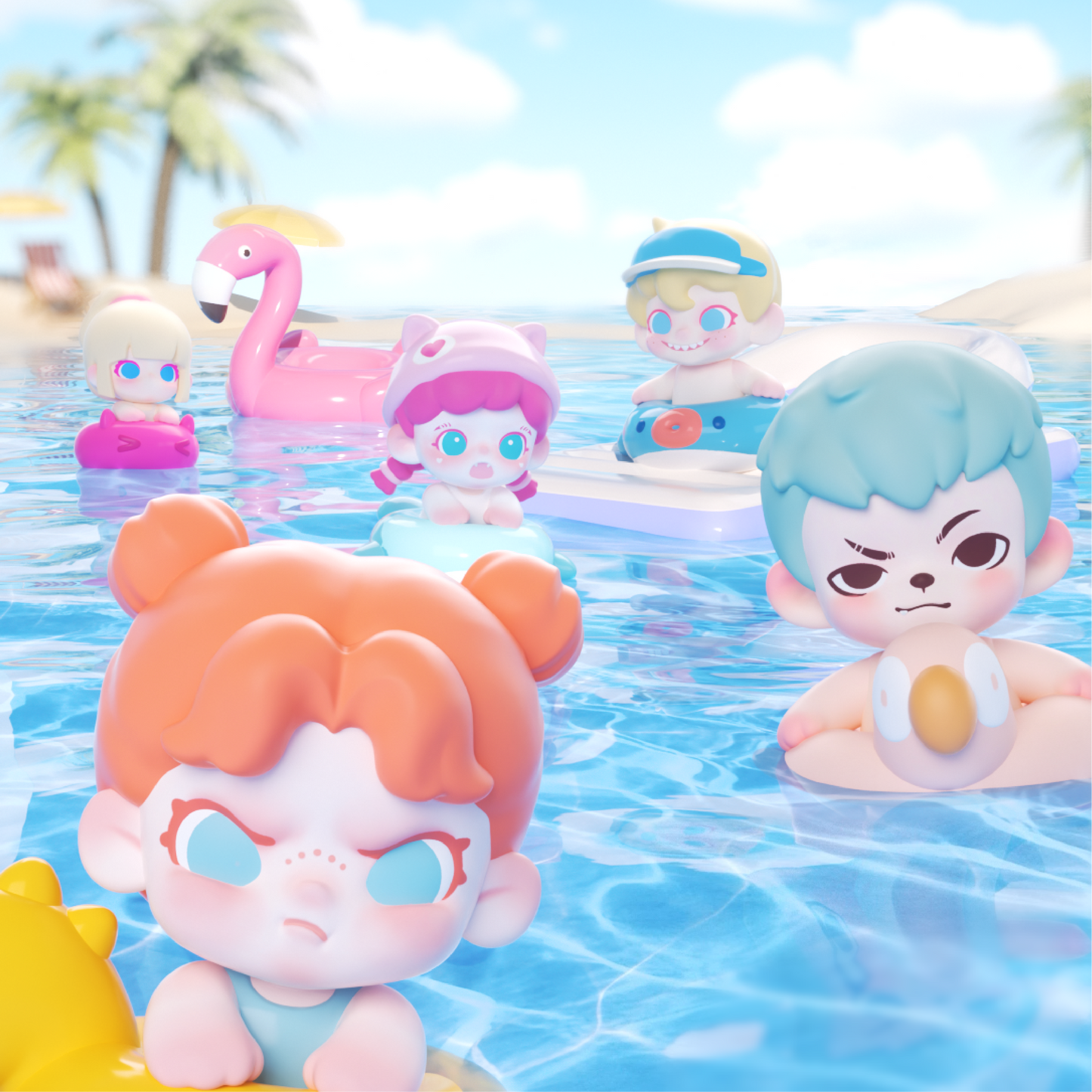 TNT SPACE All-Family Pool Party mili Series Mini Figures Blind Box